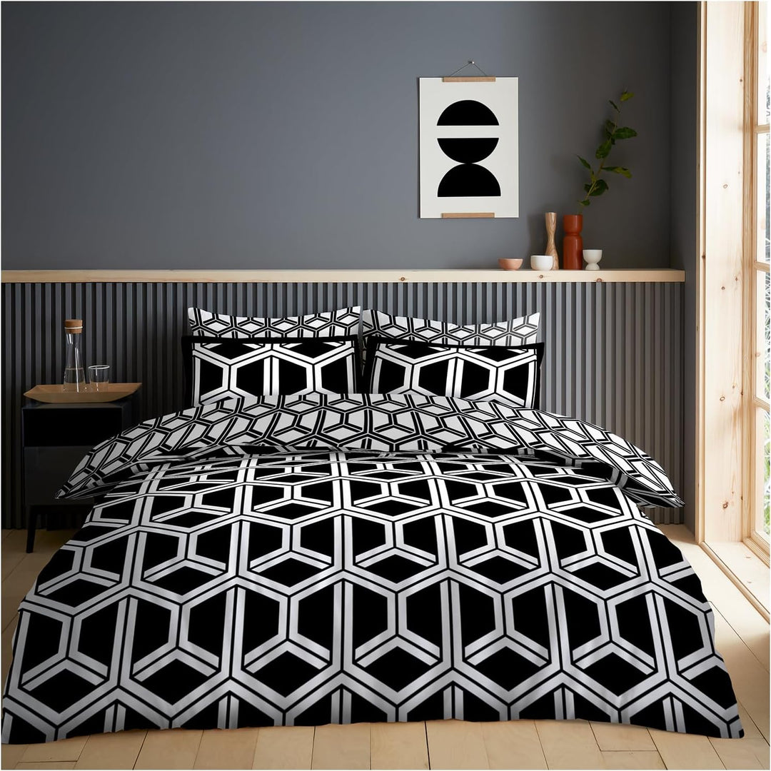 Hendrix Black/White Duvet Cover Set K/Size