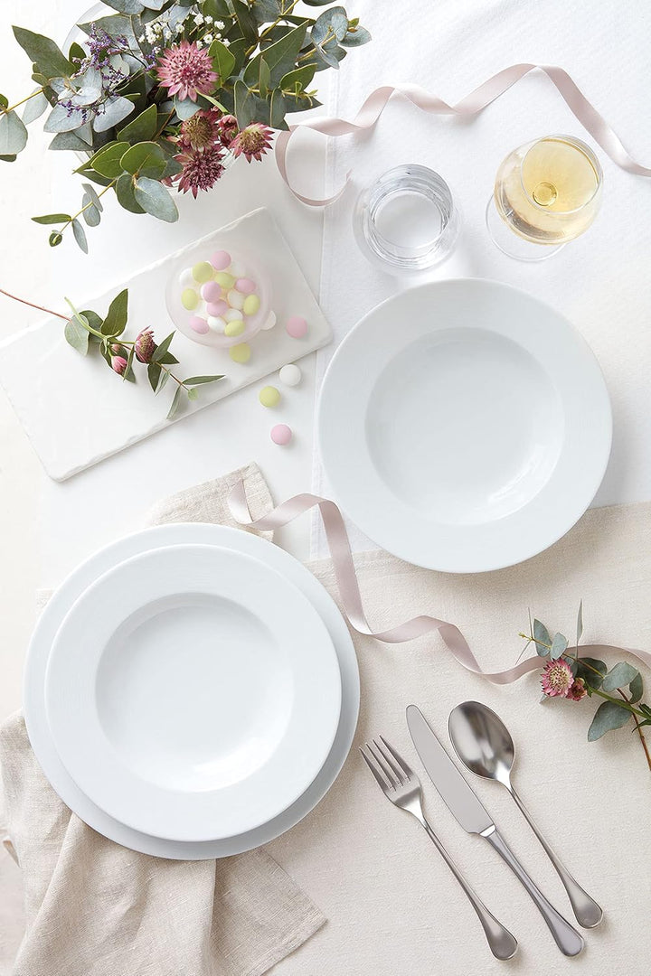 Genevieve Lethu White Porcelain Set of 2 Pasta Bowls 22.5 cm