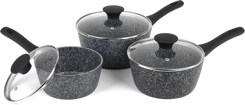 Salter Megastone Thermo Collar 3 Piece Saucepan Set With Lids,