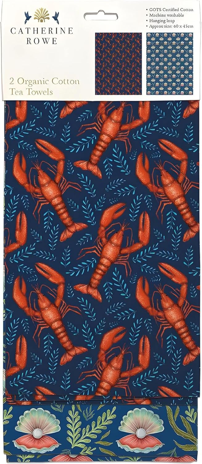 Museums & Galleries Set of 2 Tea Towels Organic Cotton Lobsters
