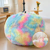 Shaggy Plush Fluffy Faux Fur Bean Bag Chair Rainbow