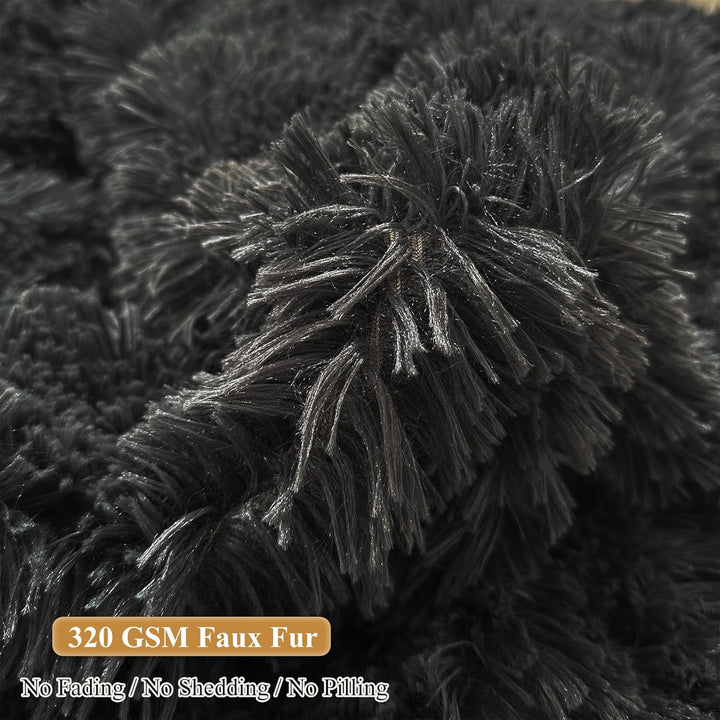 Shaggy Plush Fluffy Faux Fur Bean Bag Chair Dark Grey