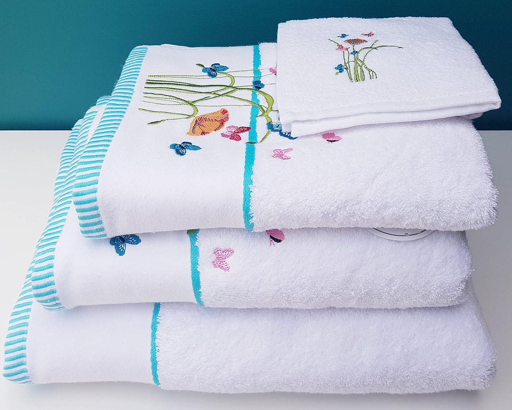 Embroidered 100% Turkish Cotton Butterfly Design Towel