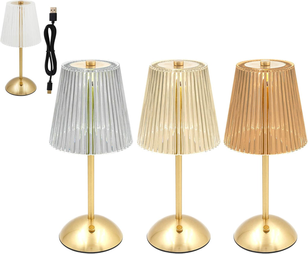 USB Gold Accent Touch LED Lamp 3 Light Modes - Gold (B)