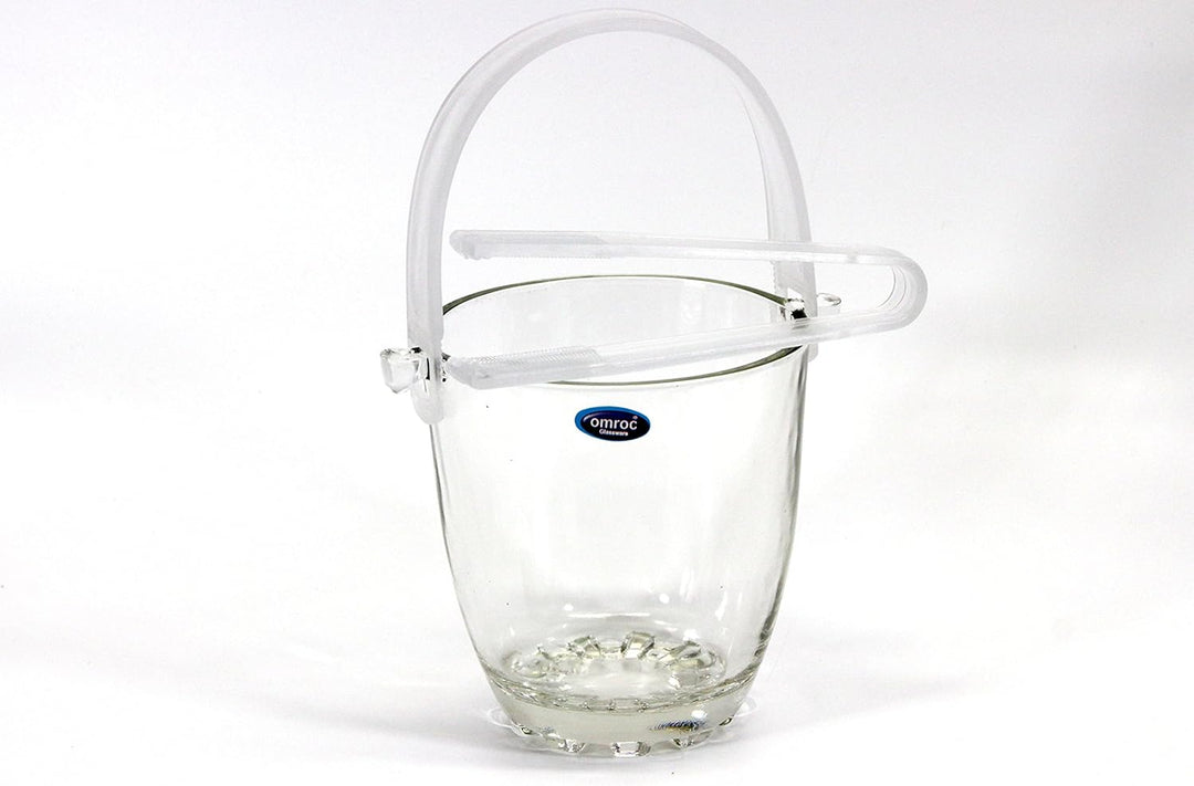 Omroc Premium Quality Gala Glass Ice Bucket with Handle &amp; Tongs