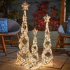 Three Kings 80cm GoldTwist  Starbelisk Cone Christmas Tree with Star Warm White