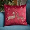 Three Kings Filled Reindeer Cushion - Ruby