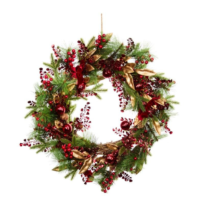 Three Kings Ruby Velvet Wreath 60cm