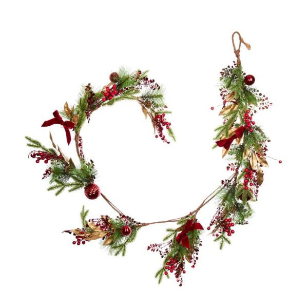 Three Kings Ruby Velvet Garland, 180cm