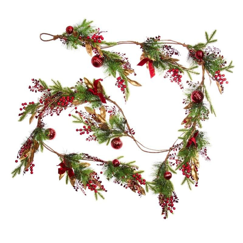 Three Kings Ruby Velvet Garland, 270cm