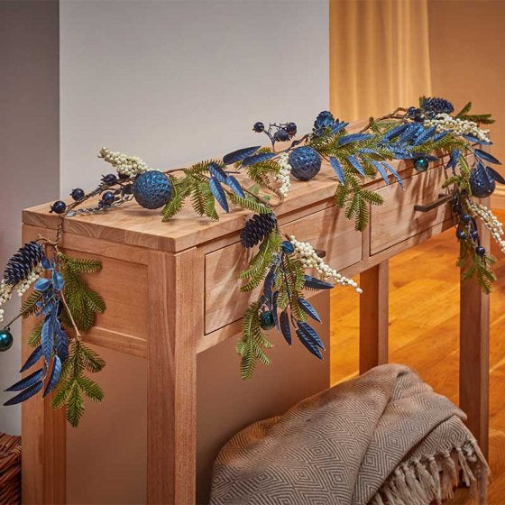 Sapphire Snow Christmas garland