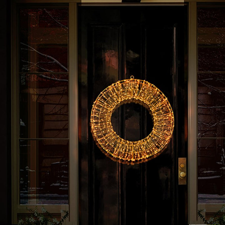 Premier 45cm Twinkling Rose Gold Wreath with 600 Warm White LEDs