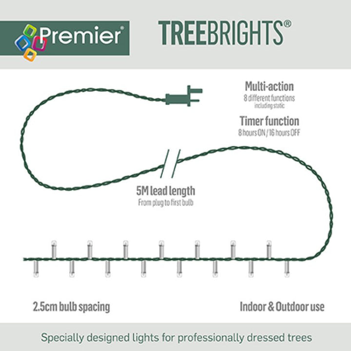 Premier Multi-Action Treebright LED Lights with Timer 1000s White/Warm White