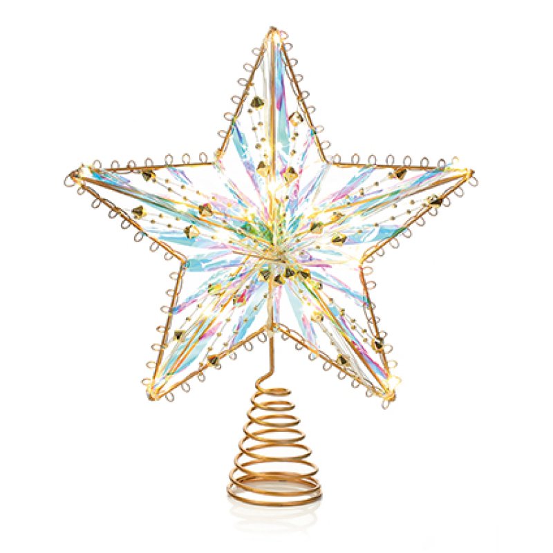 Premier Silver Metallic Effect Battery Operated Star Christmas tree topper