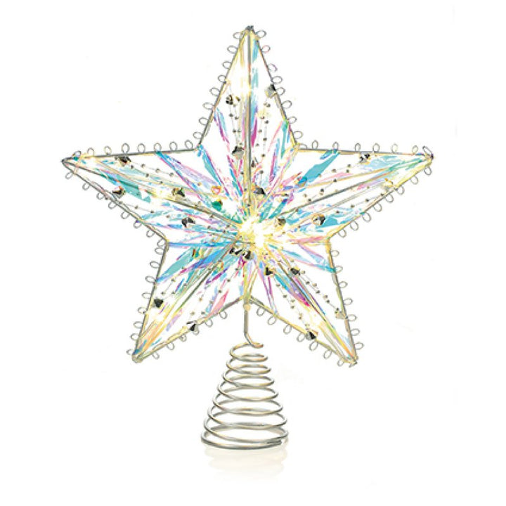Premier Silver Metallic Effect Battery Operated Star Christmas tree topper