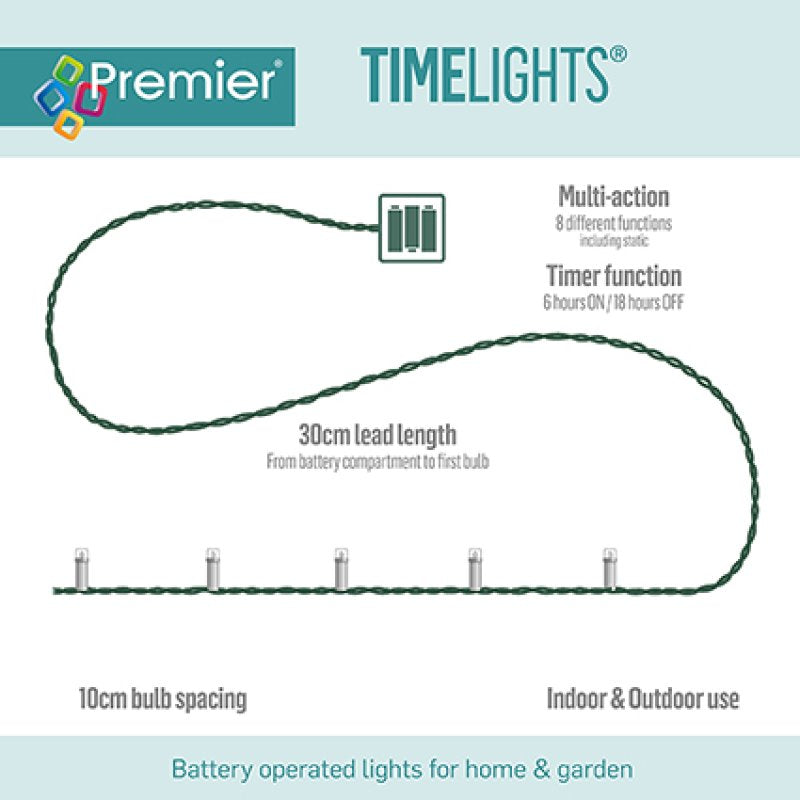 Premier 50 Multi-Action Battery Operated Time Lights Warm White