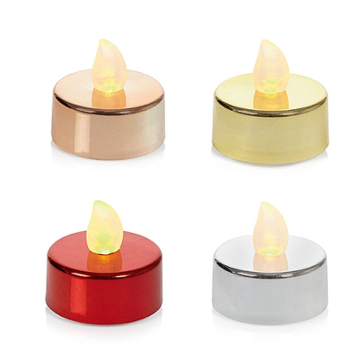 Premier Flickering Tea Lights Set Of 4 Asstd
