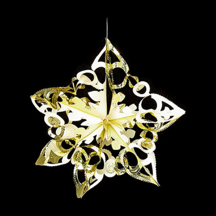 Christmas Foil Ceiling Decoration Hanging Star 40cm Gold Ivory (G)