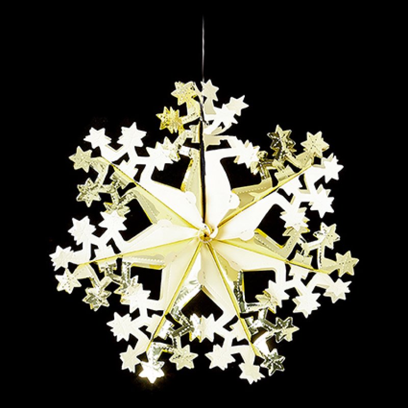 Christmas Foil Ceiling Decoration Hanging Star 40cm Gold Ivory (G)