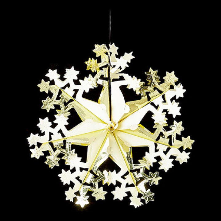 Christmas Foil Ceiling Decoration Hanging Star 40cm Gold Ivory (G)