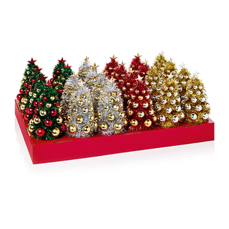 Premier 21cm Mini Tinsel Tree in Pot Assorted