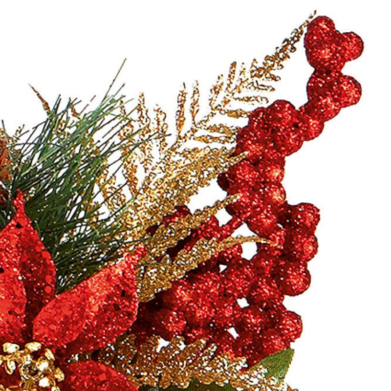 Glitter Poinsettia Pick Decoration Asstd