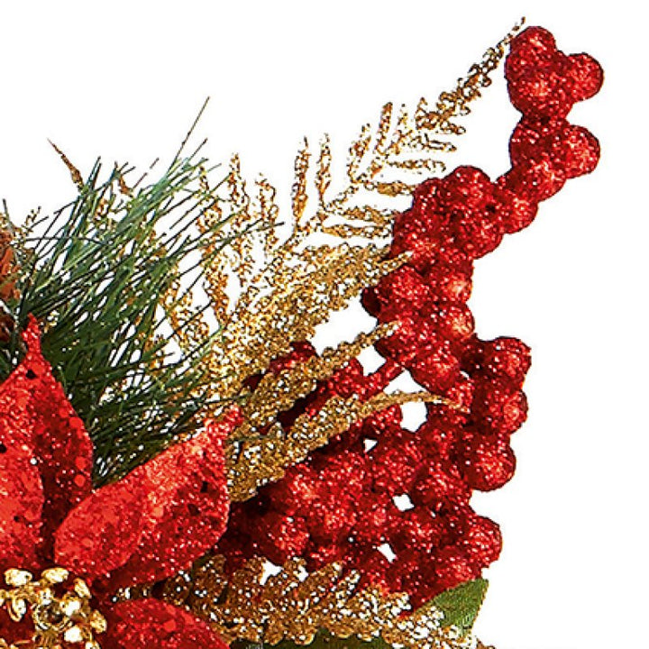 Glitter Poinsettia Pick Decoration Asstd