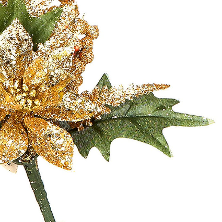 Glitter Poinsettia Pick Decoration Asstd