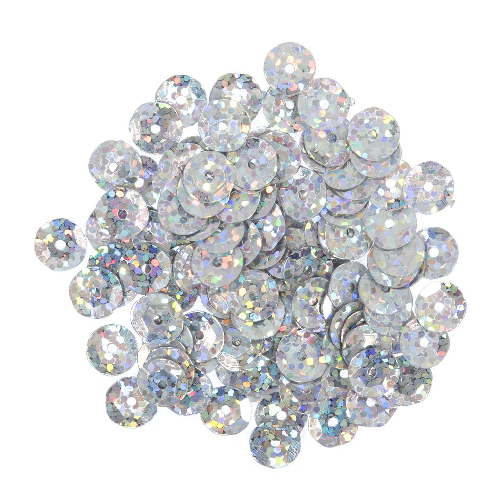 Sequins: Holographic: 8mm: Silver: 3g