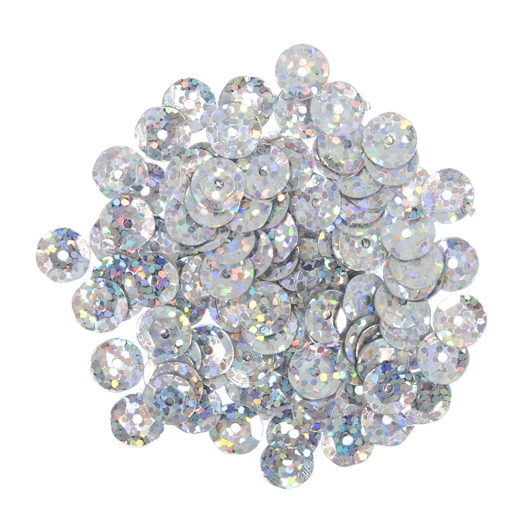 Sequins: Holographic: 8mm: Silver: 3g
