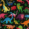 Printed Patchwork Quilted Cotton Fabric : Dinosaur Dance Black Fat Quarters 50x55cm