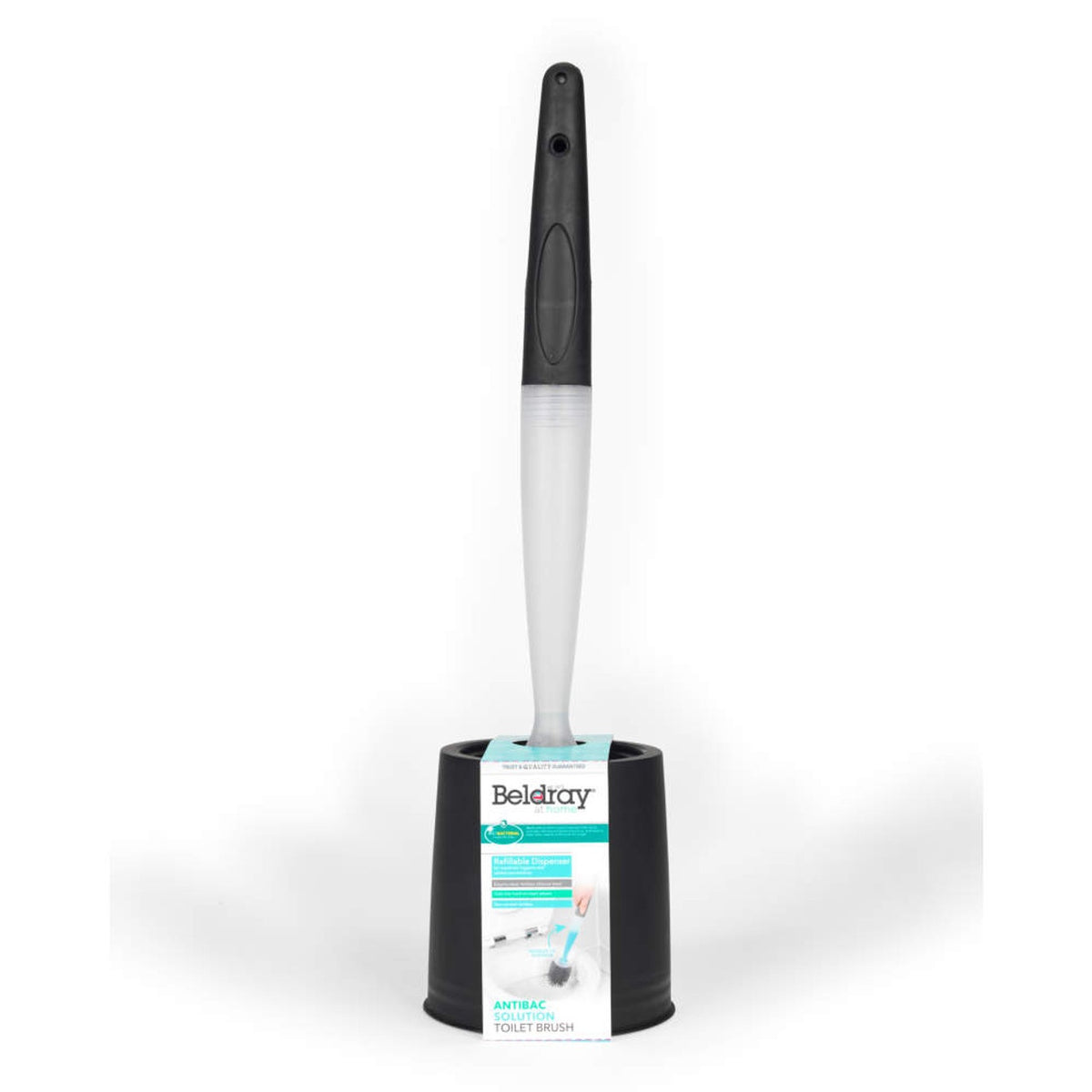 Beldray grey antibac toilet brush with soap dispenser