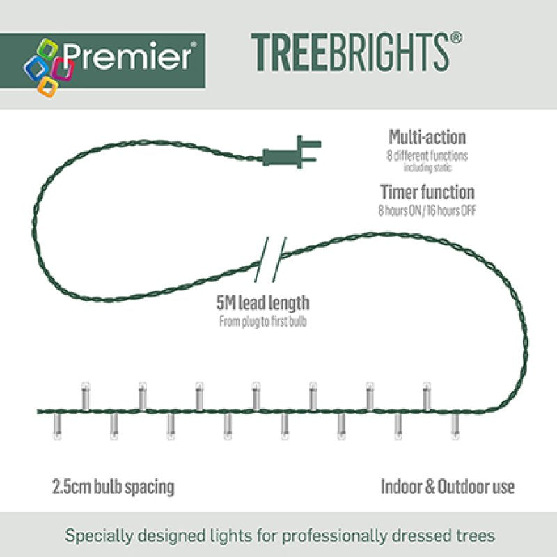 Premier Multi-Action Treebright LED Lights with Timer 1500s Blue/Purple