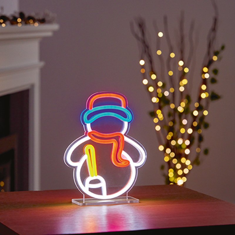 Premier 25cm Table Top Neon Sign - Snowman