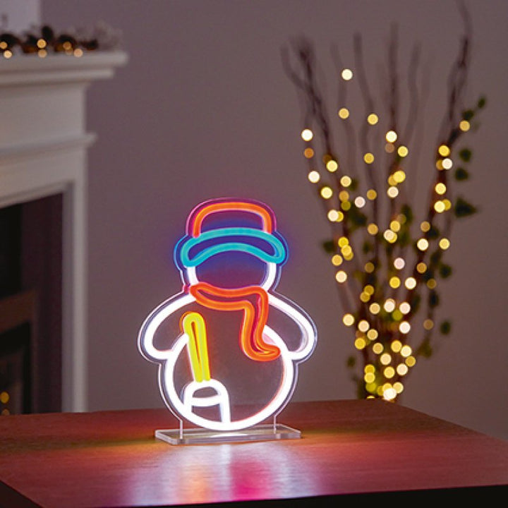Premier 25cm Table Top Neon Sign - Snowman