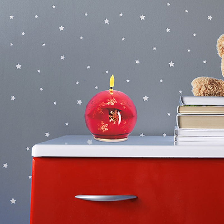 Premier Battery Operated Lit Glass Sphere Candle Snowflakes