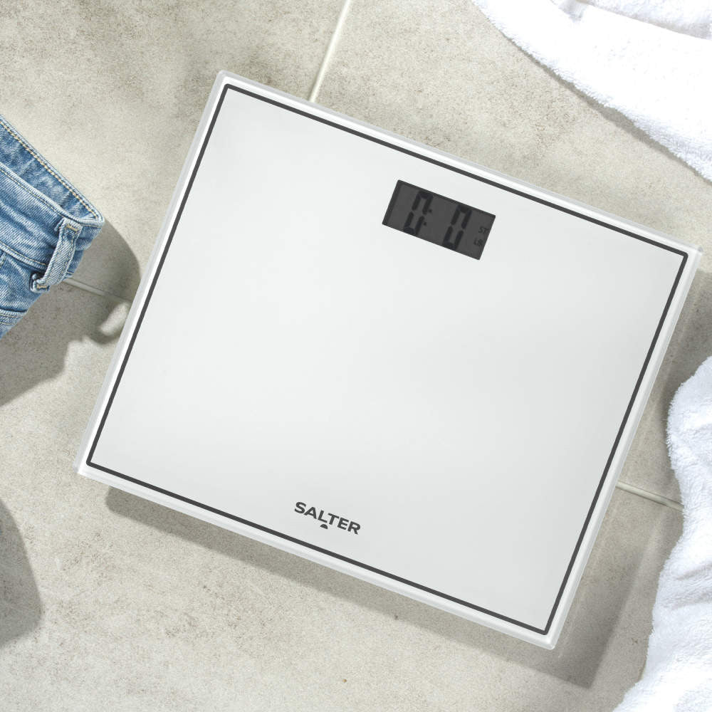 Salter Compact Glass Digital Bathroom Scale - White