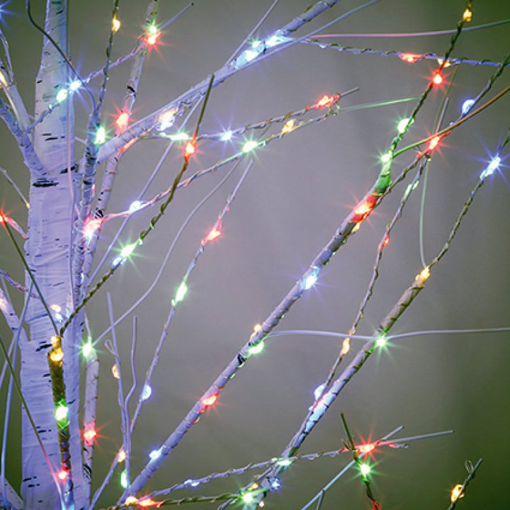 Premier 1.2m Twinkling Lit Birch Tree with 300 Multi Colour LEDs
