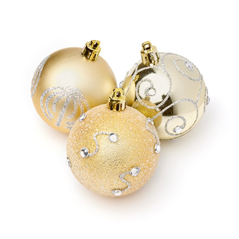 Premier 9 X 60mm Christmas Champahne Decorated Bauble Balls