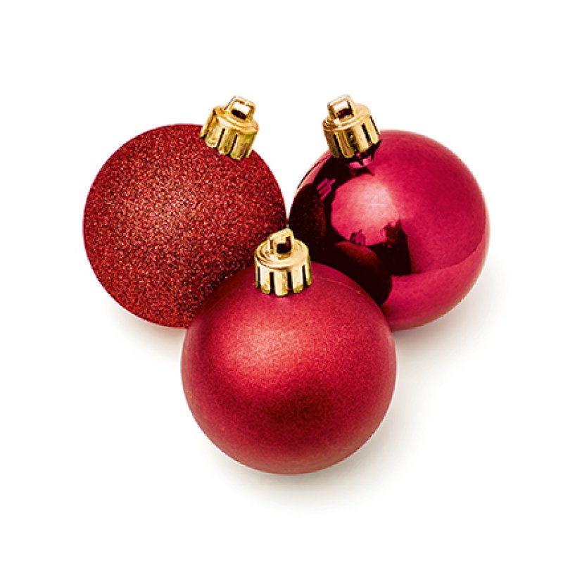 Premier 10 x 60mm Multi Finish Baubles Red