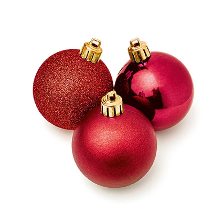 Premier 10 x 60mm Multi Finish Baubles Red