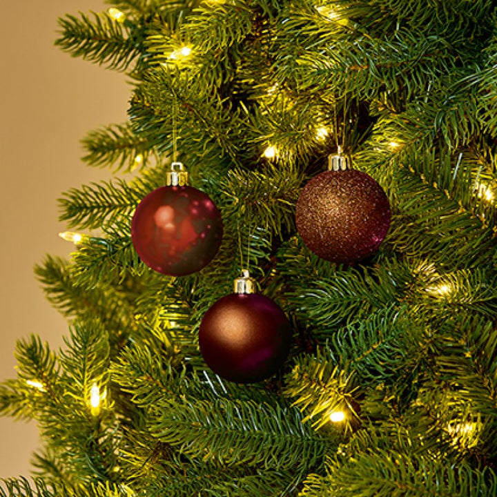 Premier 10 x 60 mm Multi Finish Baubles - Sepia