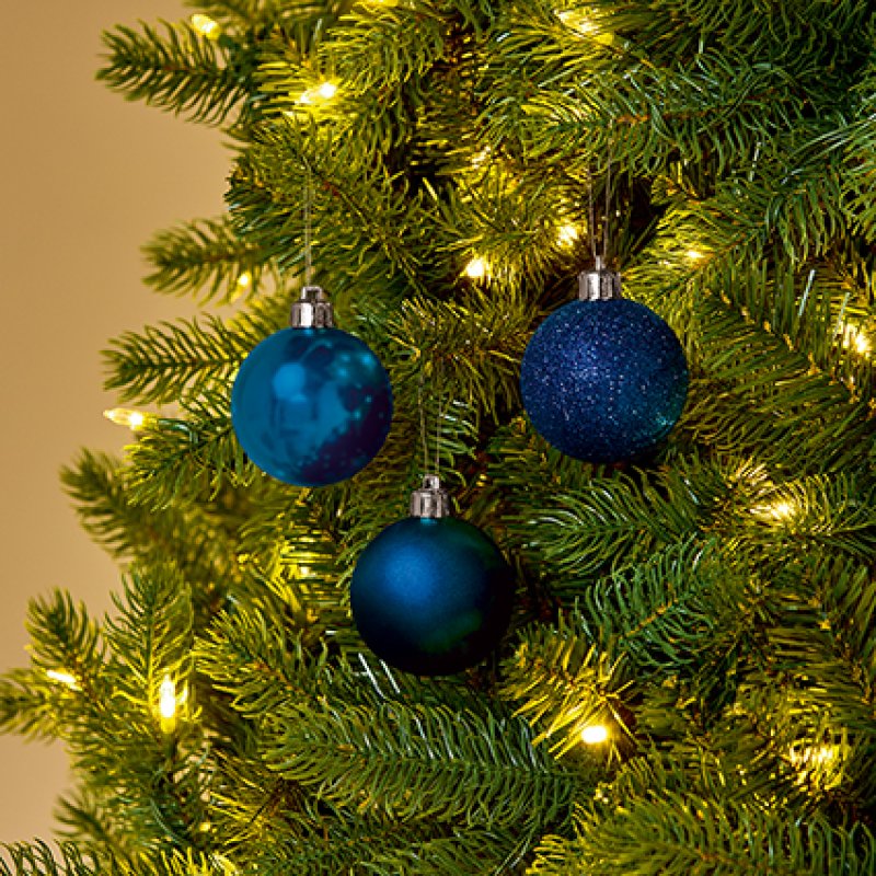Premier 10 x 60mm Multi Finish Baubles Navy Blue