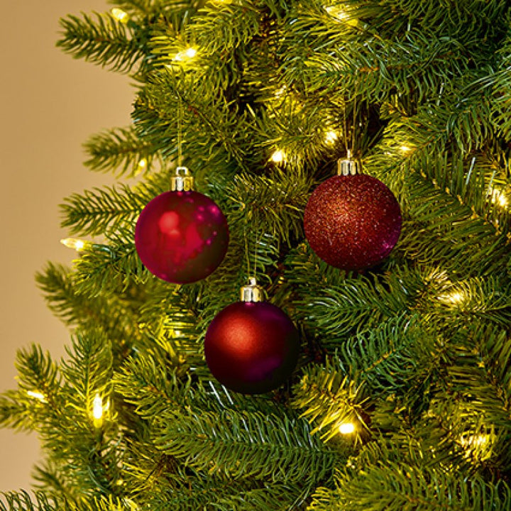 Premier 10 x 60mm Multi Finish Baubles Red