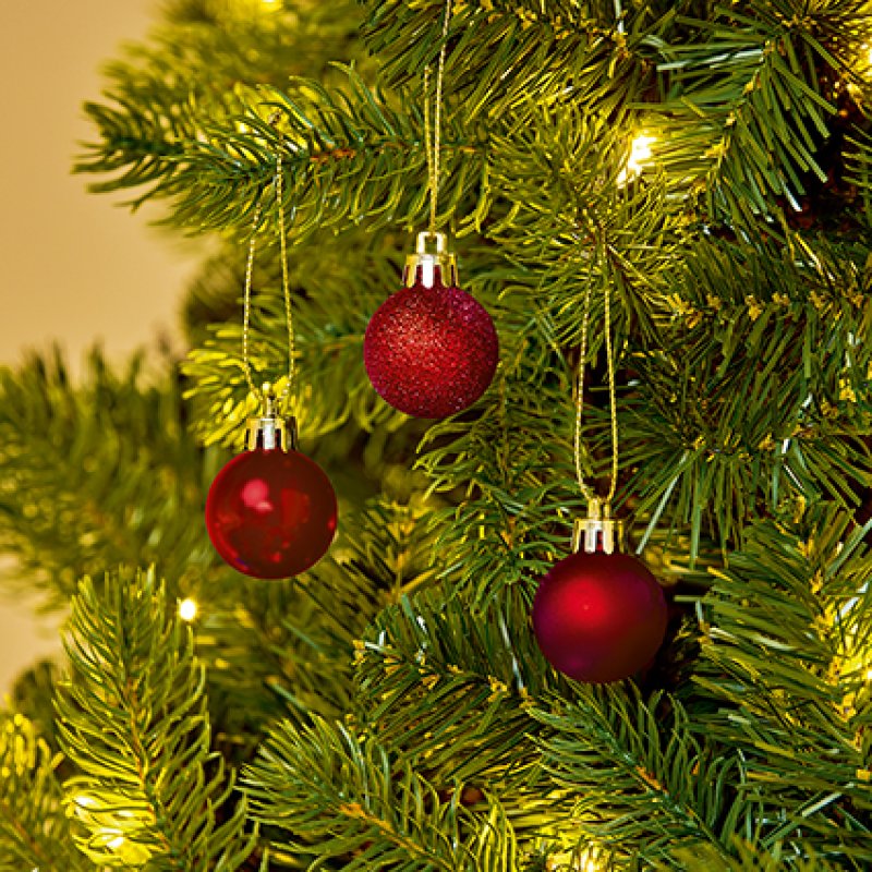 Premier 30mm Multi Finish Baubles Pack of 20 Gold/Red/Silver