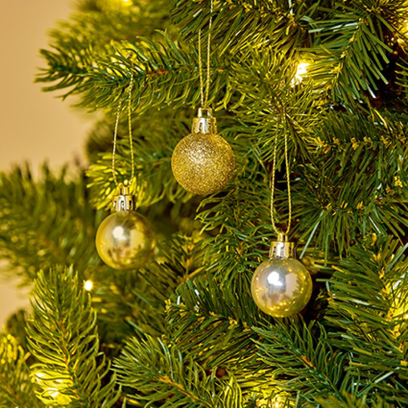 Premier 30mm Multi Finish Baubles Pack of 20 Gold/Red/Silver