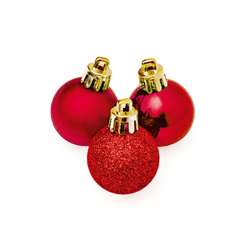 Premier 30mm Multi Finish Baubles Pack of 20 Gold/Red/Silver