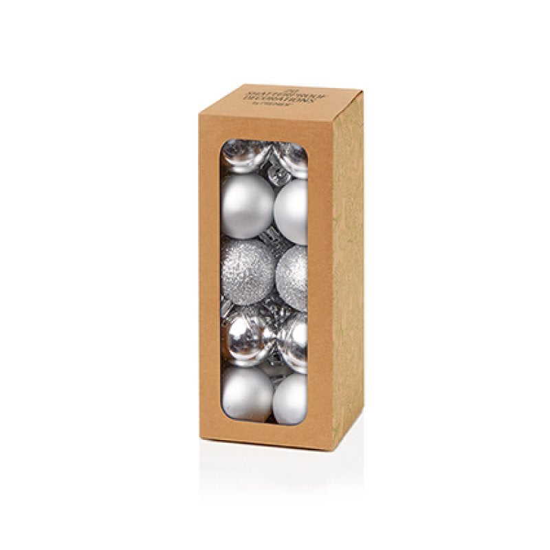 Premier 30mm Multi Finish Baubles Pack of 20 Gold/Red/Silver