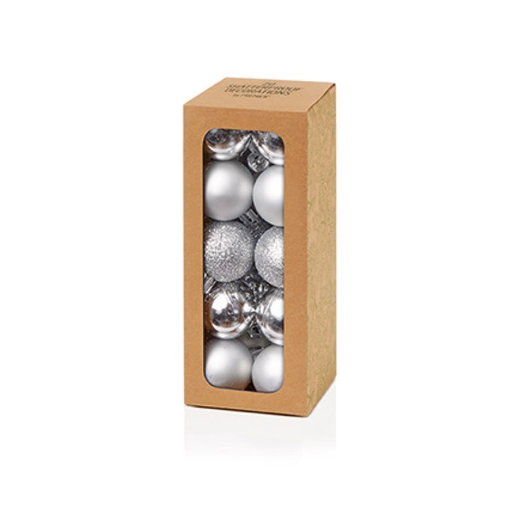 Premier 30mm Multi Finish Baubles Pack of 20 Gold/Red/Silver