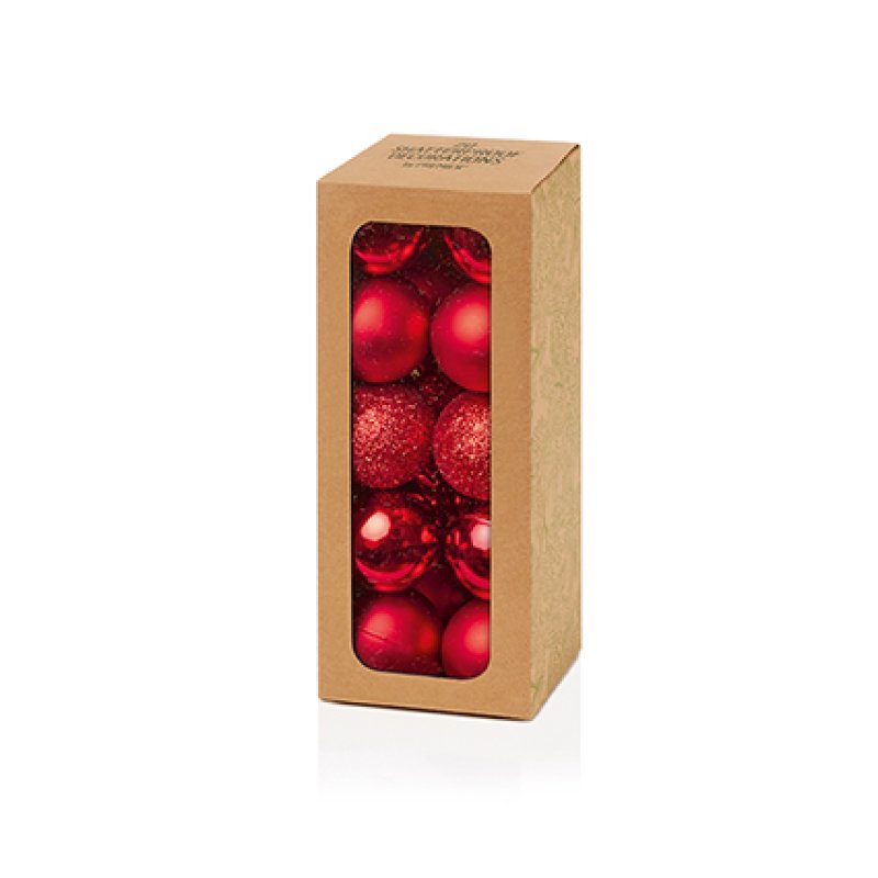 Premier 30mm Multi Finish Baubles Pack of 20 Gold/Red/Silver